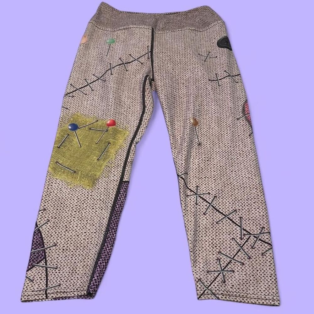 VASTITCH NWOT Patchwork Voo Doo Doll Print High Waisted Leggings Sz L
